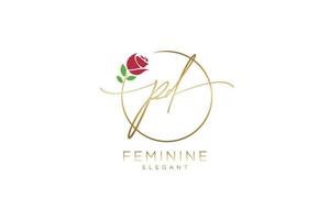 anfängliches pd feminines logo schönheitsmonogramm und elegantes logodesign, handschriftlogo der ersten unterschrift, hochzeit, mode, blumen und botanik mit kreativer vorlage. vektor