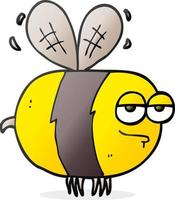 Freihändig gezeichnete Karikatur unglückliche Biene vektor