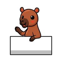 niedlicher kleiner capybara-cartoon mit leerem zeichen vektor