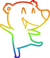 Regenbogen-Gradientenlinie, die lachende Bärenkarikatur zeichnet vektor
