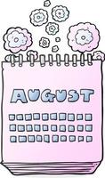 Freihand gezeichneter Cartoon-Kalender, der den Monat August zeigt vektor