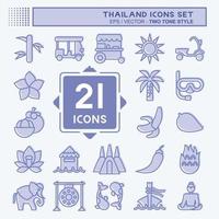 ikon uppsättning thailand. relaterad till thailand symbol. två tona stil. enkel design redigerbar. enkel illustration. enkel vektor ikoner. värld resa turism. thai