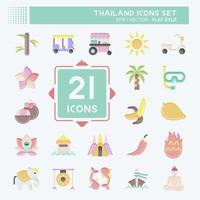 ikon uppsättning thailand. relaterad till thailand symbol. platt stil. enkel design redigerbar. enkel illustration. enkel vektor ikoner. värld resa turism. thai