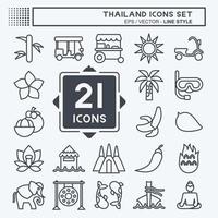 ikon uppsättning thailand. relaterad till thailand symbol. linje stil. enkel design redigerbar. enkel illustration. enkel vektor ikoner. värld resa turism. thai