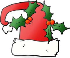 Freihändig gezeichneter Cartoon-Weihnachtsstechpalmenhut vektor