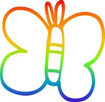 Regenbogen-Gradientenlinie Zeichnung Cartoon-Schmetterling vektor