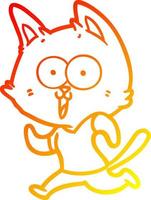 Warme Gradientenlinie zeichnet lustige Cartoon-Katze beim Joggen vektor