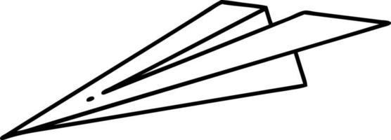 Tätowierung im schwarzen Linienstil eines Papierflugzeugs vektor