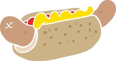 Cartoon-Hotdog im flachen Farbstil vektor