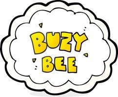 freihändig gezeichnetes Cartoon-Buzy-Bienen-Textsymbol vektor