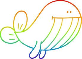 Regenbogen-Gradientenlinie Zeichnung Cartoon-Wal vektor