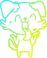 Kalte Gradientenlinie Zeichnung Cartoon keuchender Hund, der mit den Schultern zuckt vektor