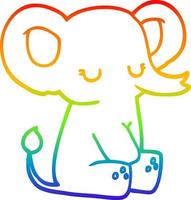 Regenbogen-Gradientenlinie Zeichnung Cartoon-Elefant vektor