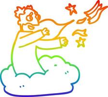 Regenbogen-Gradientenlinie Zeichnung Cartoon-Gott, der Universum erschafft vektor