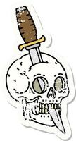 Distressed Sticker Tattoo im traditionellen Stil eines Totenkopfes vektor