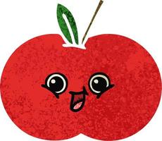 roter Apfel der Retro- Illustrationsartkarikatur vektor