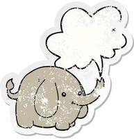 Cartoon-Elefant und Sprechblase beunruhigter Aufkleber vektor