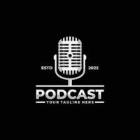Podcast-Logo-Design. Vintage-Mikrofon-Logo