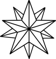 tatuering i svart linje stil av en stjärna vektor