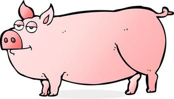 freihändig gezeichnetes riesiges schwein der karikatur vektor