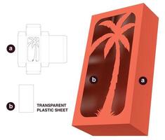 Box mit gestanzter Schablone für Baumfenster und 3D-Modell vektor