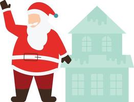 Der Weihnachtsmann steht in der Nähe eines Hauses. vektor