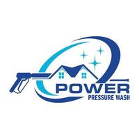 Logo-Design mit Hochdruckreiniger-Spray. professionelle power waschen illustration vektorgrafikvorlage vektor