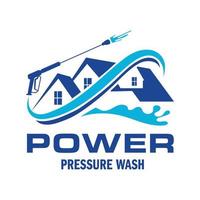 Logo-Design mit Hochdruckreiniger-Spray. professionelle Power Washing Illustration Vektorgrafik Vorlage vektor