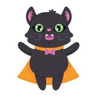 Halloween-Katze mit Dracula-Umhang vektor
