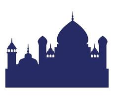 blaue Silhouette der muslimischen Moschee vektor
