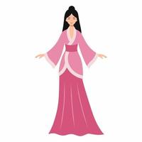 skön kvinna av orientalisk utseende i nationell kostym. flicka från taiwan. kultur av Land. vektor