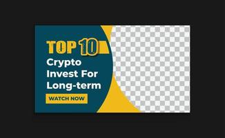 Thumbnail-Design für Online-Geschäfte, Video-Thumbnail-Vektor-Kreativvorlage für Krypto-Investitionen vektor