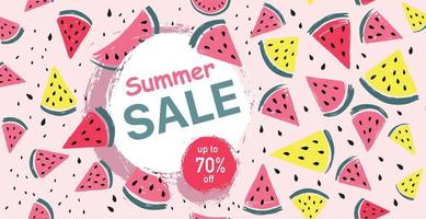 sommar försäljning, vattenmelon skiva hand dragen illustration. vektor