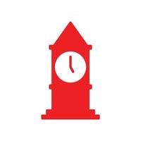 eps10 röd vektor klocka torn abstrakt fast ikon isolerat på vit bakgrund. stor ben torn symbol i en enkel platt trendig modern stil för din hemsida design, logotyp, och mobil Ansökan