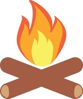 Camping-Lagerfeuer-Symbol auf weißem Hintergrund. Zeichen für brennendes Brennholz. Lagerfeuer-Symbol. Lagerfeuer und Brennholz-Logo. flacher Stil. vektor
