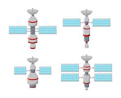 tecknad serie uppsättning av satellit ikoner vektor