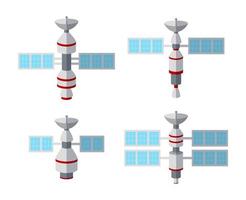 tecknad serie uppsättning av satellit ikoner vektor