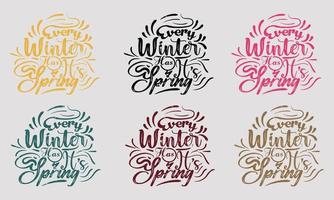 kalligrafi vinter- vår citat design vektor