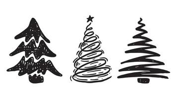 Weihnachtsbaum-Set, handgezeichnete Illustrationen. vektor