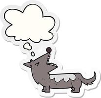 Cartoon Hund und Gedankenblase als bedruckter Aufkleber vektor