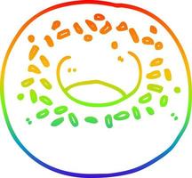 Regenbogen-Gradientenlinie Zeichnung Cartoon Donut vektor