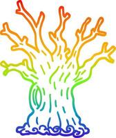 regnbågsgradient linjeteckning tecknade träd vektor