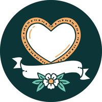 ikonisches Tattoo-Stil-Bild eines Herzens und eines Banners vektor