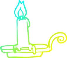 Kalte Gradientenlinie Zeichnung Cartoon brennende Kerze vektor