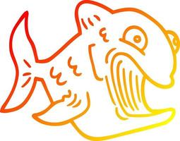 warme Gradientenlinie, die lustige Cartoon-Fische zeichnet vektor