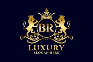 Initial br Letter Lion Royal Luxury Logo Vorlage in Vektorgrafiken für luxuriöse Branding-Projekte und andere Vektorillustrationen. vektor