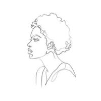 lady linjär afrikansk amerikan kvinnor linje konst teckning vektor