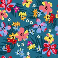 Musterblume nahtlos, Silhouette des Blühens, handgezeichnetes botanisches, florales Blatt für Frühling und Sommer, natürliche Ornamente für Textilien, Stoffe, Tapeten, Texturdesign. vektor