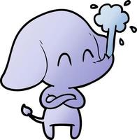 söt tecknad serie elefant sprutande vatten vektor