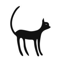 schwarze Katze-Vektor-Illustration. hand gezeichnete schwarze katze im gekritzelstil. design für aufkleber, dekor, grußkarten. vektor